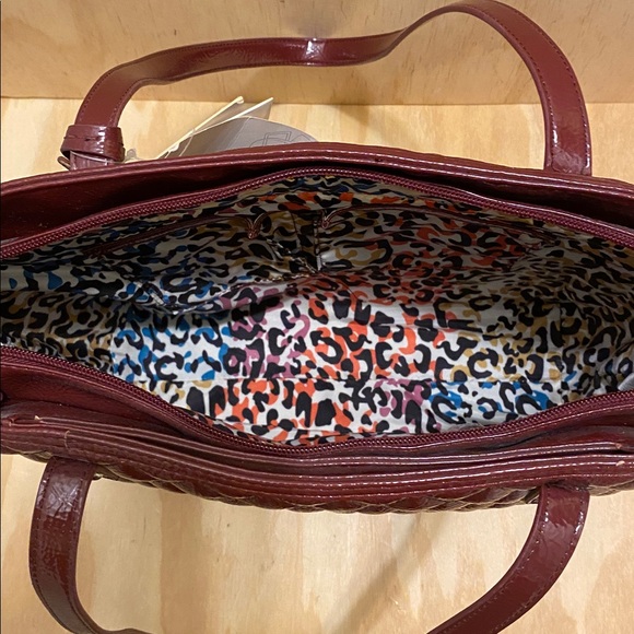 Vintage Nine West Quilted Burgundy Wine Tote Bag New With Tags - Picture 4 of 4